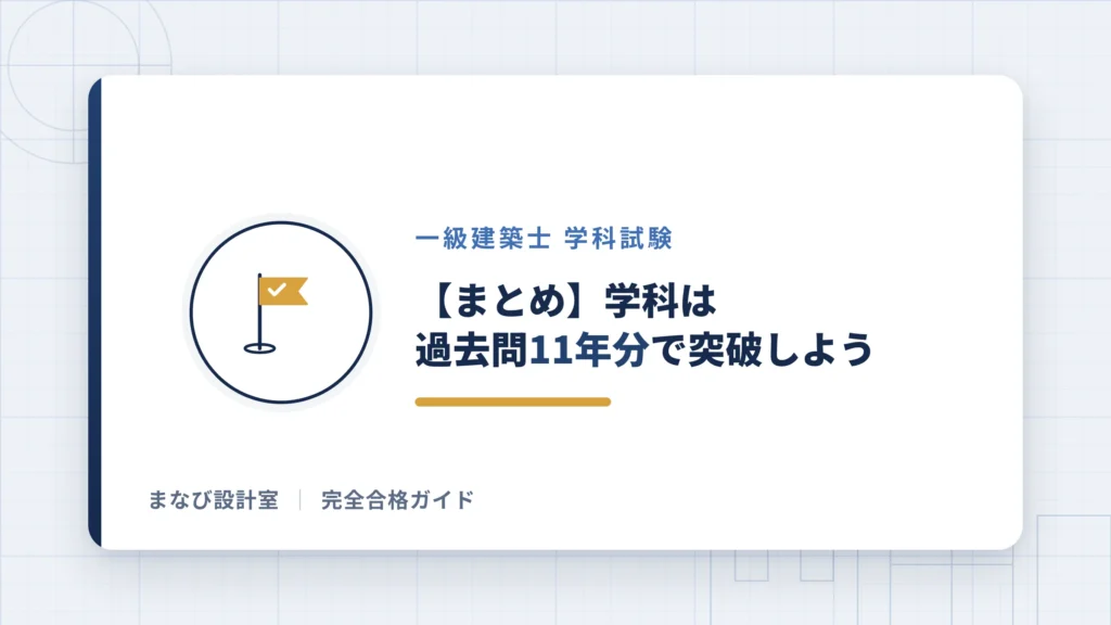 【まとめ】一級建築士学科は過去問11年分で突破しよう