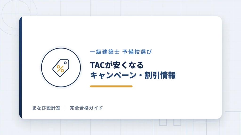 TAC一級建築士講座が安くなるキャンペーン・割引情報